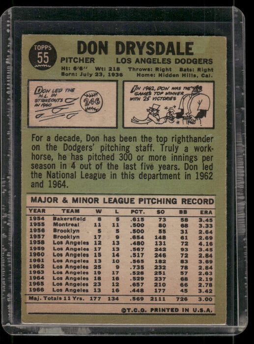 1967 Topps #55 Don Drysdale