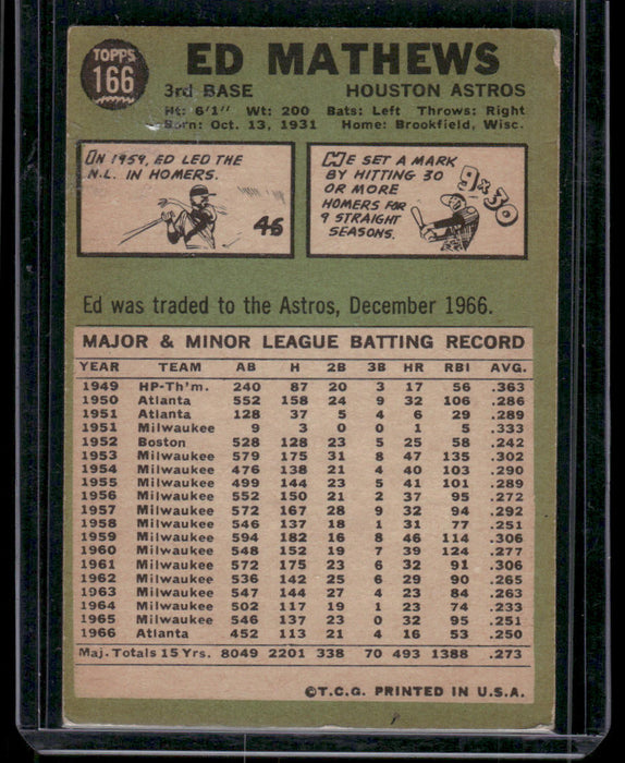 1967 Topps #166 Ed Mathews