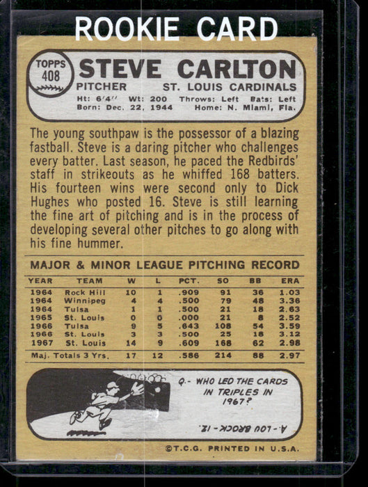 1968 Topps #408 Steve Carlton