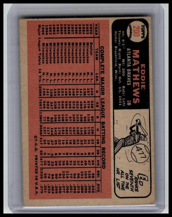 1966 Topps #200 Ed Mathews