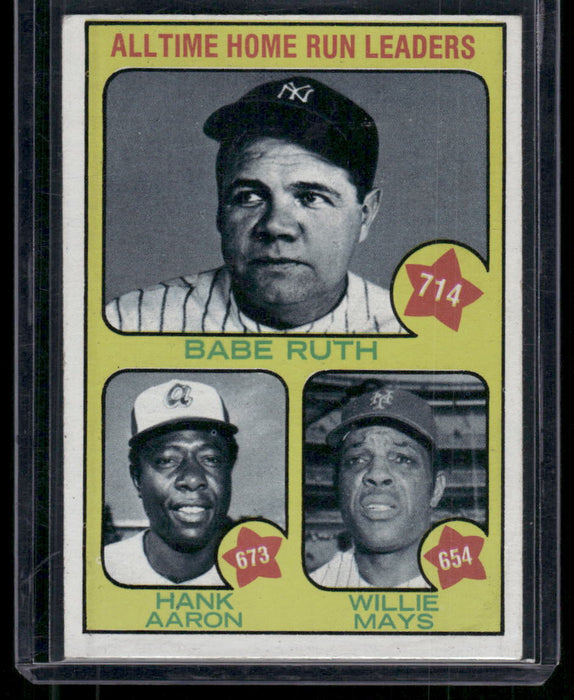 1973 Topps #1 All-Time Home Run Leaders (Babe Ruth / Hank Aaron / Willie Mays)