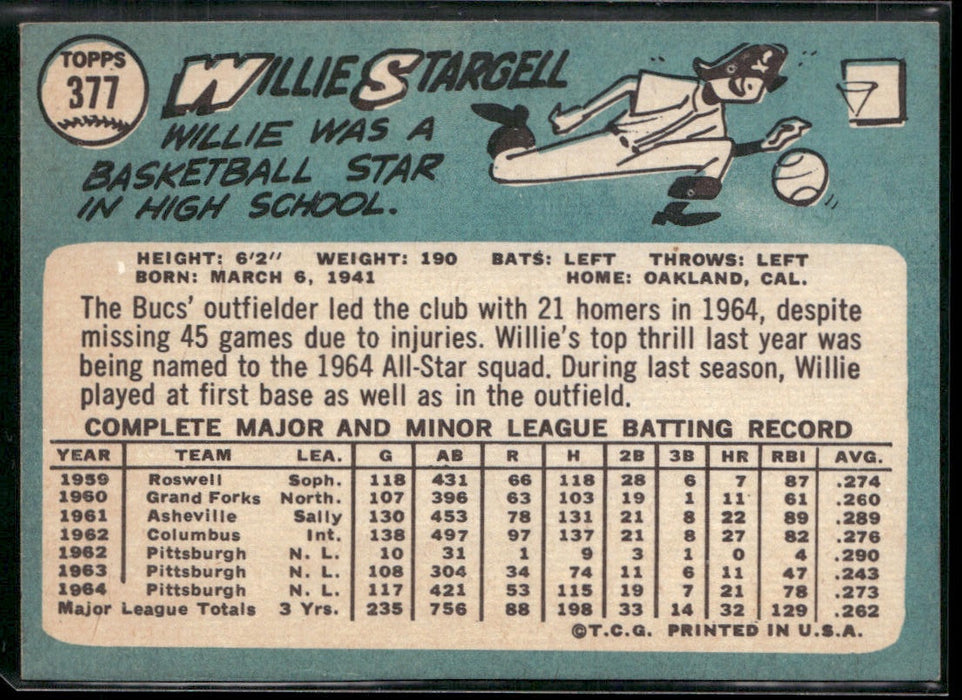 1965 Topps #377 Willie Stargell