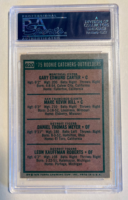 1975 Topps #620 Rookie Catchers-Outfielders (Carter/Hill/Meyer/Roberts) PSA 6