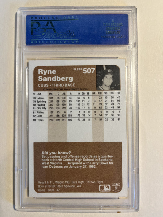 1983 Fleer #507 Ryne Sandberg PSA 7