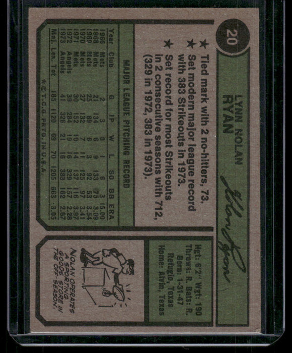 1974 Topps #20 Nolan Ryan