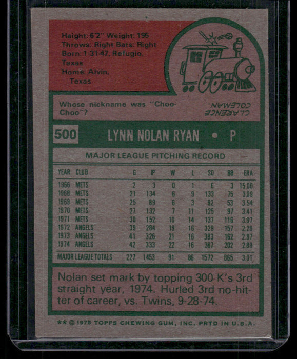 1975 Topps #500 Nolan Ryan