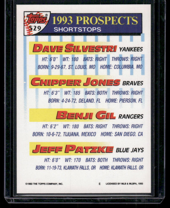 1993 Topps #529 Dave Silvestri / Chipper Jones / Benji Gil / Jeff Patzke