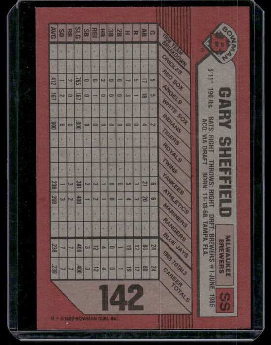 1989 Bowman #142 Gary Sheffield