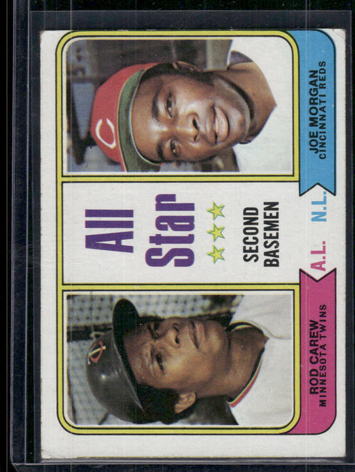 1974 Topps #333 All-Star Second Basemen (Rod Carew / Joe Morgan)