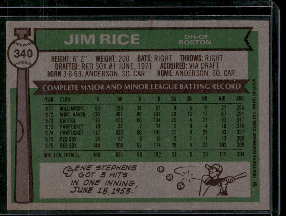 1976 Topps #340 Jim Rice