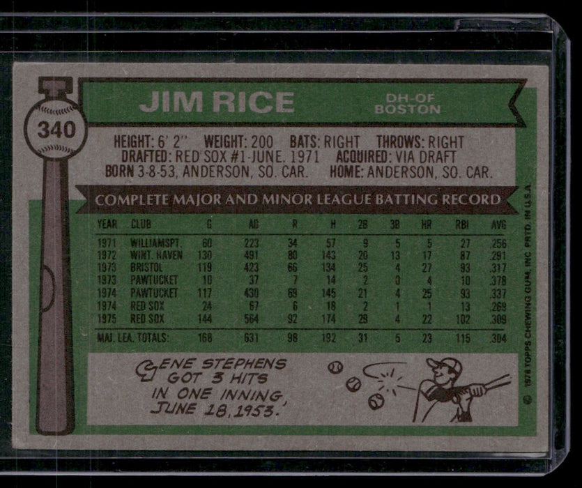 1976 Topps #340 Jim Rice