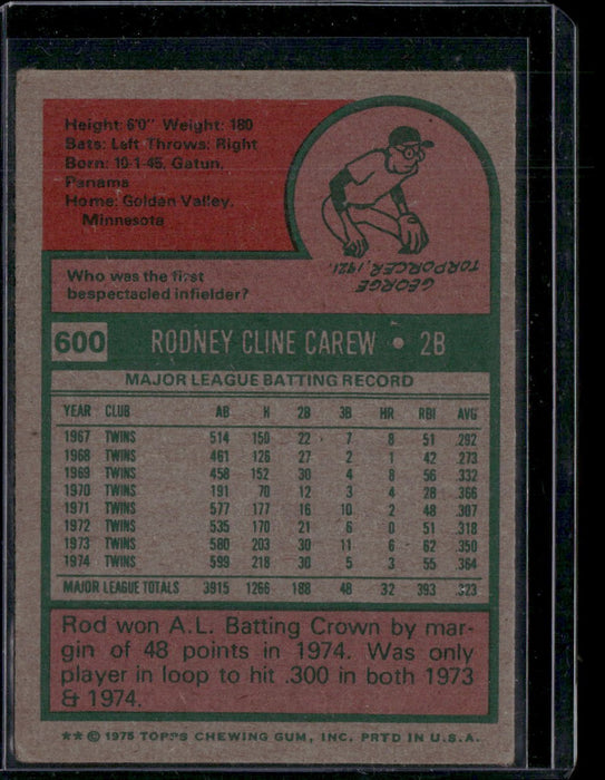 1975 Topps #600 Rod Carew