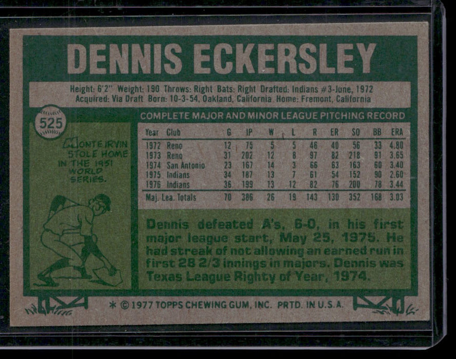 1977 Topps #525 Dennis Eckersley