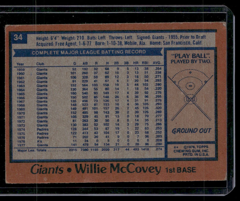 1978 Topps #34 Willie McCovey