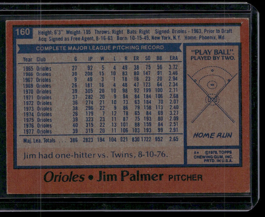 1978 Topps #160 Jim Palmer