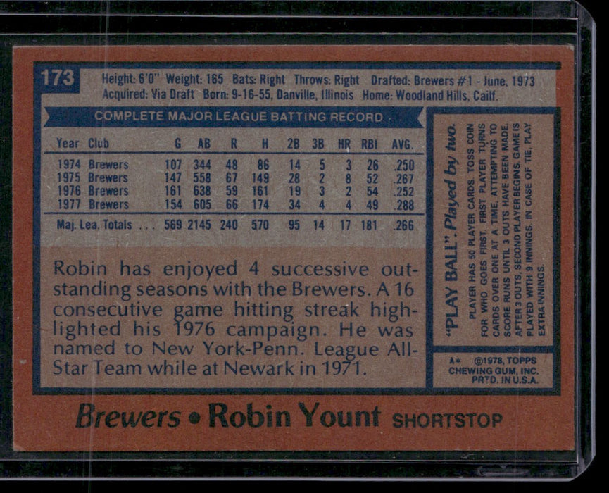 1978 Topps #173 Robin Yount