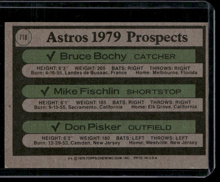 1979 Topps #718 Astros 1979 Prospects (Bruce Bochy / Mike Fischlin / Don Pisker)