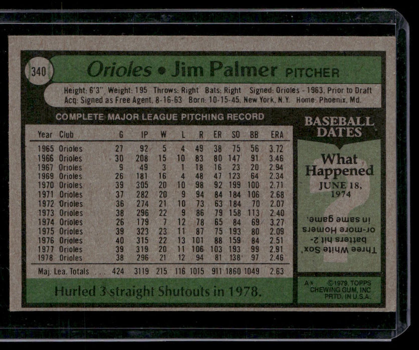 1979 Topps #340 Jim Palmer