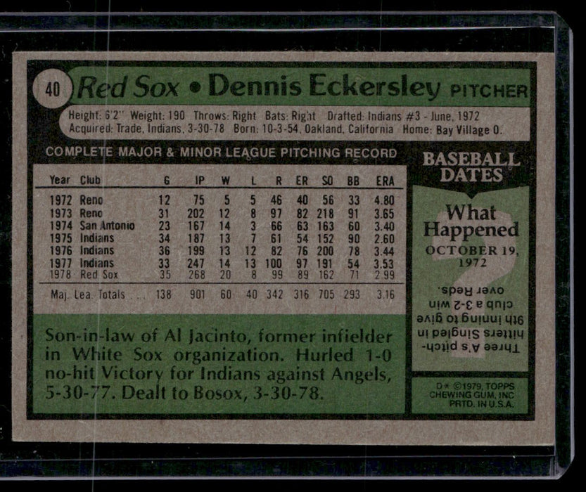 1979 Topps #40 Dennis Eckersley