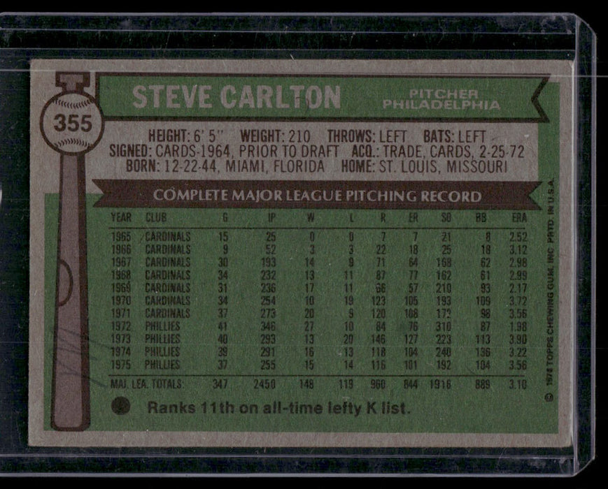 1976 Topps #355 Steve Carlton