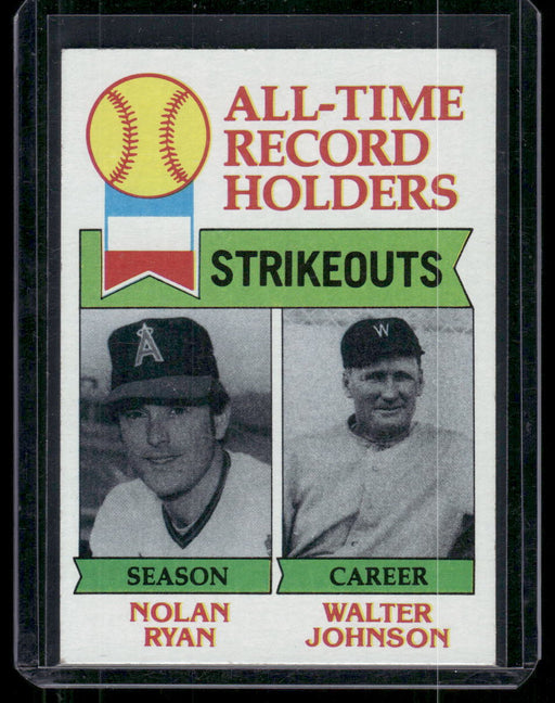 1979 Topps #417 All-Time Record Holders: Strikeouts (Ryan / Johnson)