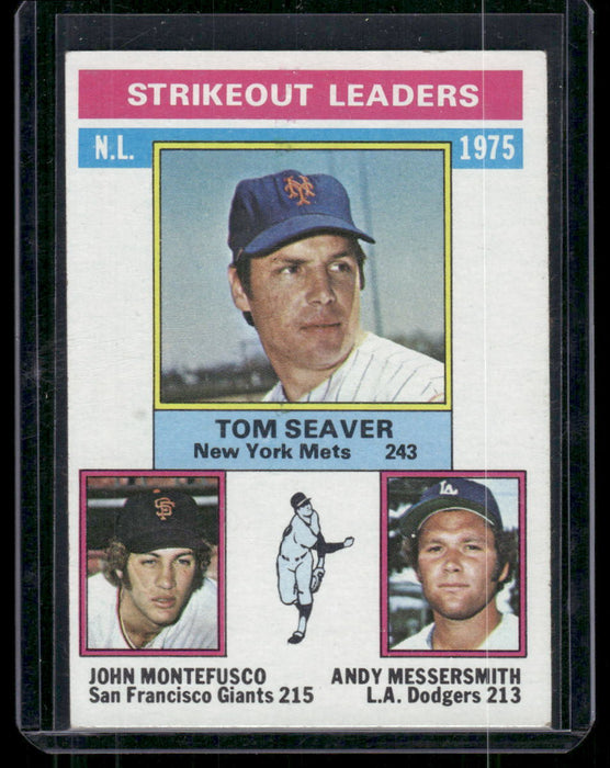 1976 Topps #203 1975 NL Strikeout Leaders (Seaver/Montefusco/Messersmith)