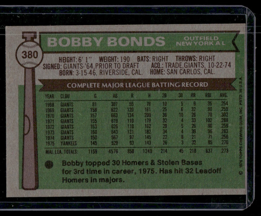 1976 Topps #380 Bobby Bonds