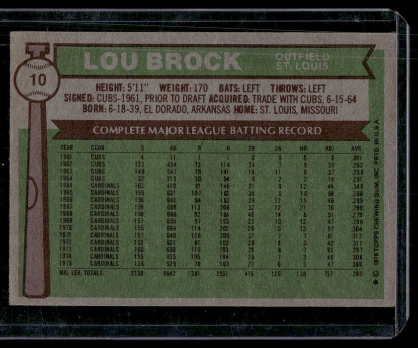 1976 Topps #10 Lou Brock