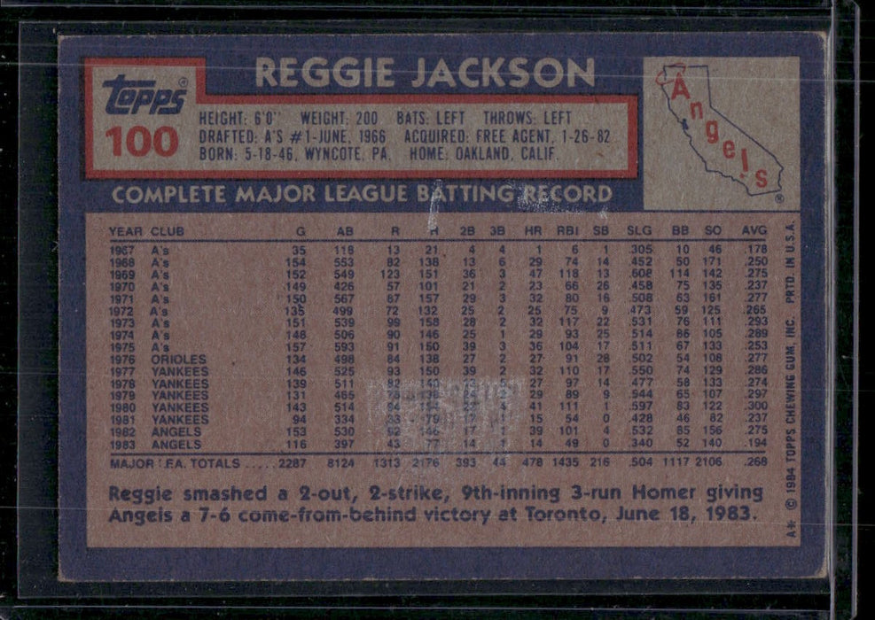 1984 Topps #100 Reggie Jackson