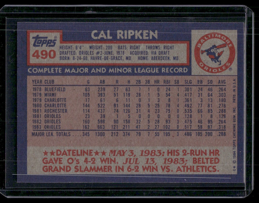 1984 Topps #490 Cal Ripken