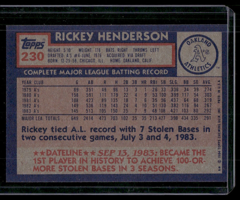 1984 Topps #230 Rickey Henderson