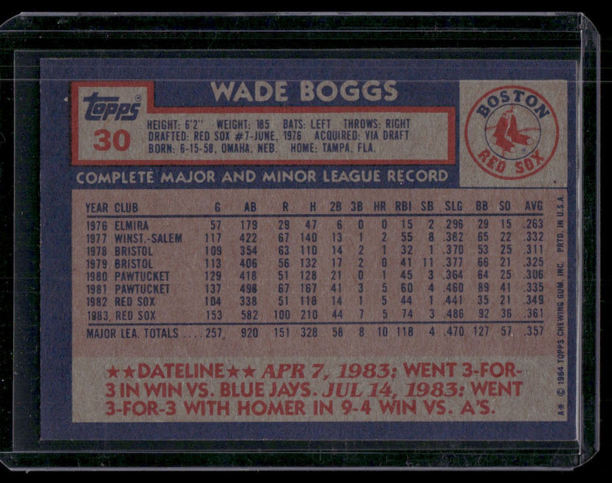 1984 Topps #30 Wade Boggs