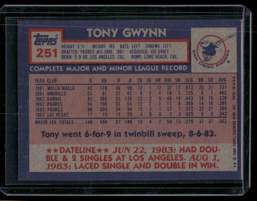 1984 Topps #251 Tony Gwynn