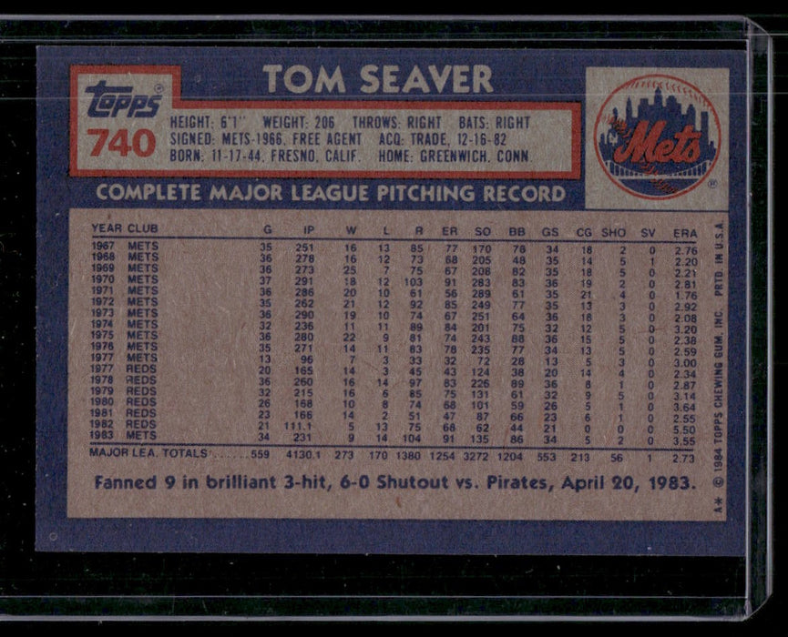 1984 Topps #740 Tom Seaver