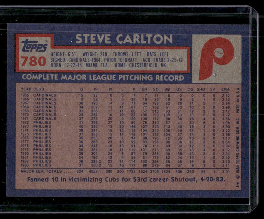 1984 Topps #780 Steve Carlton