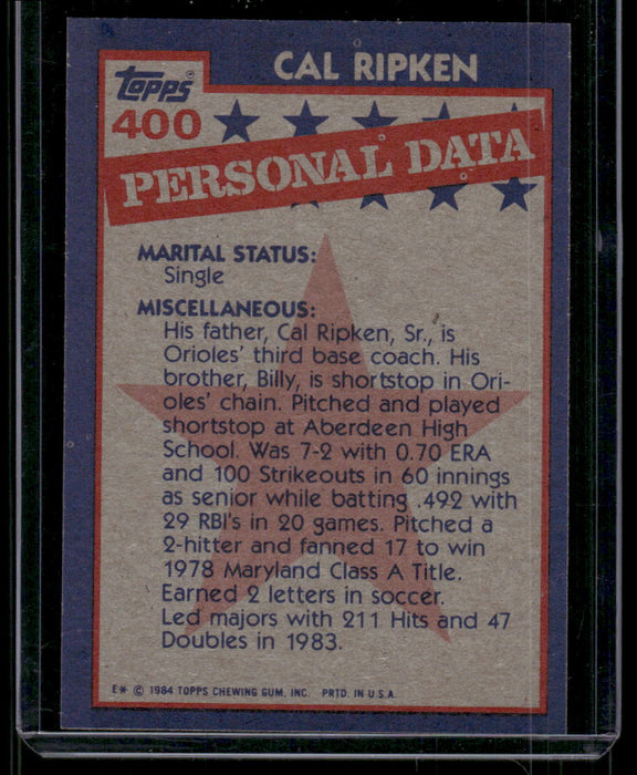 1984 Topps #400 Cal Ripken