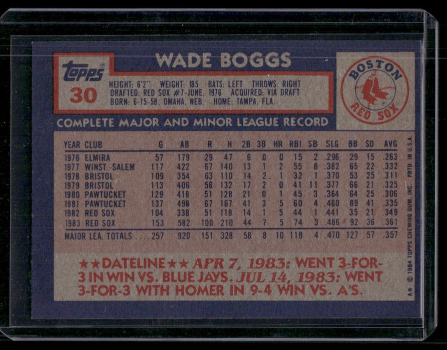 1984 Topps #30 Wade Boggs