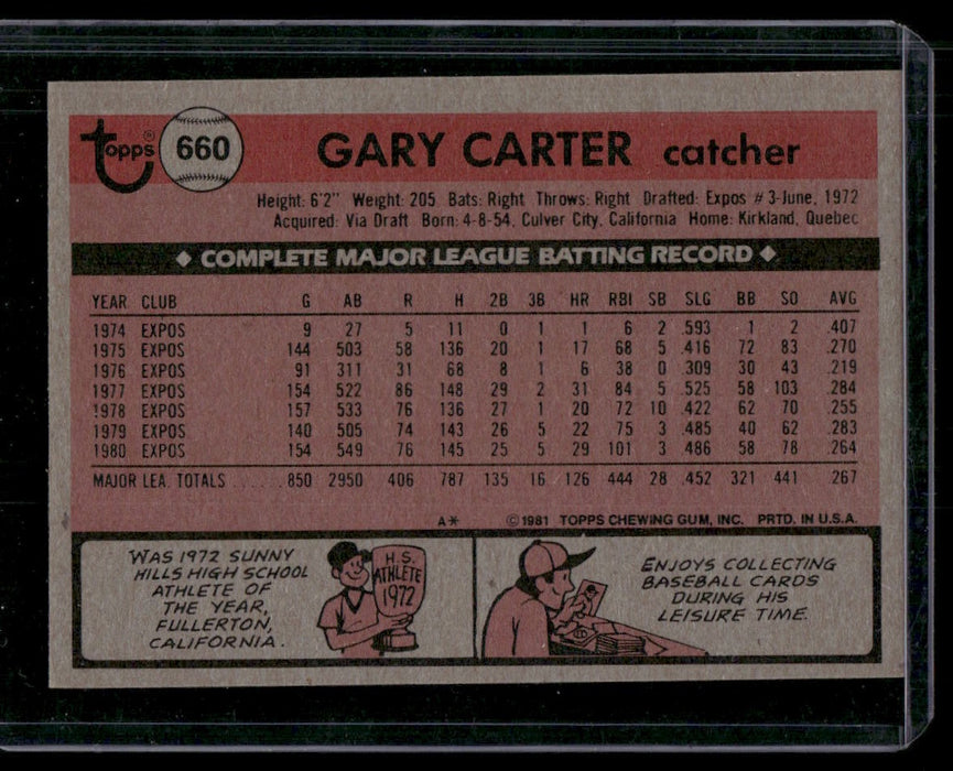 1981 Topps #660 Gary Carter