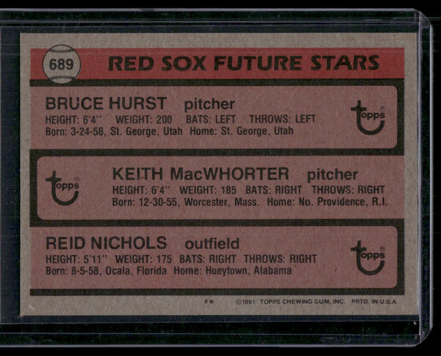 1981 Topps #689 Red Sox Future Stars (Hurst / MacWhorter / Nichols)