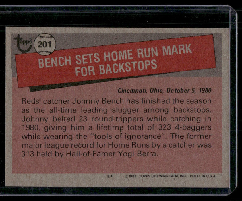 1981 Topps #201 Johnny Bench