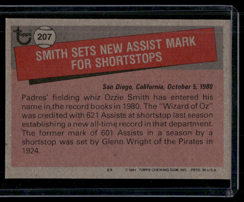 1981 Topps #207 Ozzie Smith