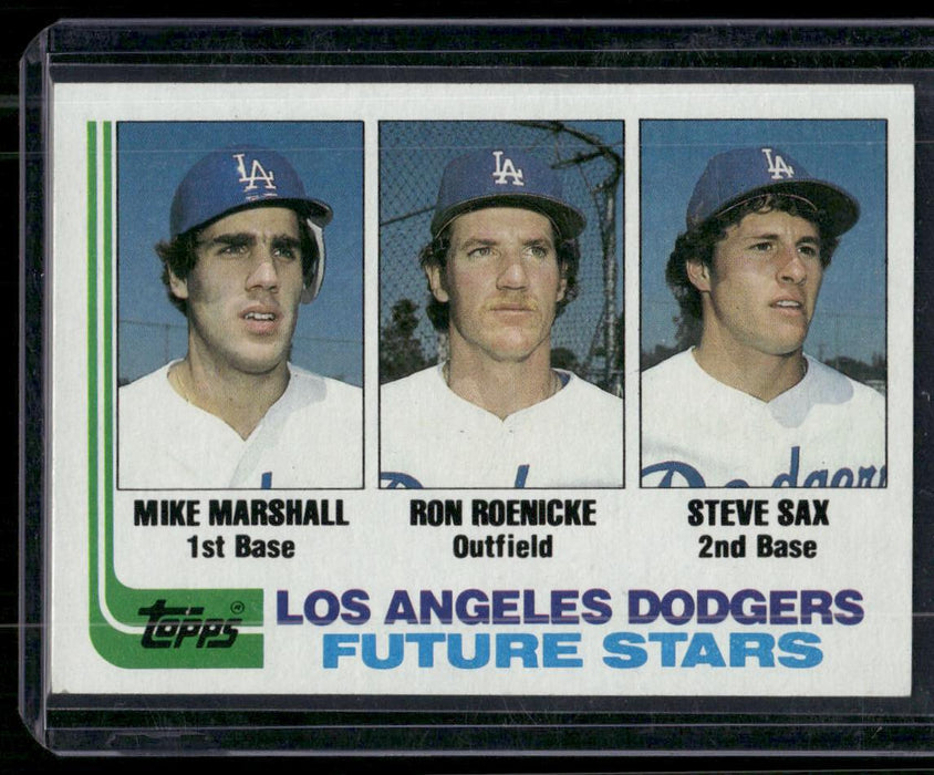 1982 Topps #681 Dodgers Future Stars (Mike Marshall / Ron Roenicke / Steve Sax)