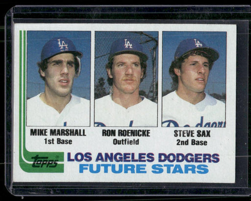 1982 Topps #681 Dodgers Future Stars (Mike Marshall / Ron Roenicke / Steve Sax)