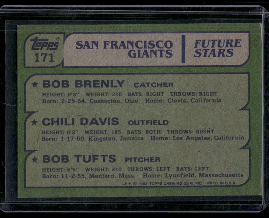 1982 Topps #171 Giants Future Stars (Bob Brenly / Chili Davis / Bob Tufts)