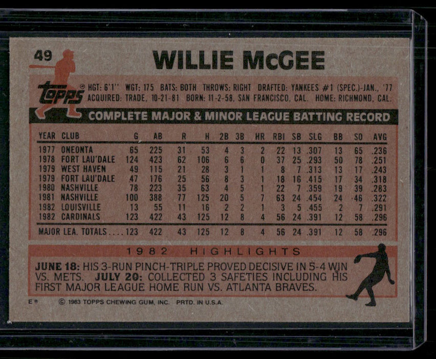 1983 Topps #49 Willie McGee