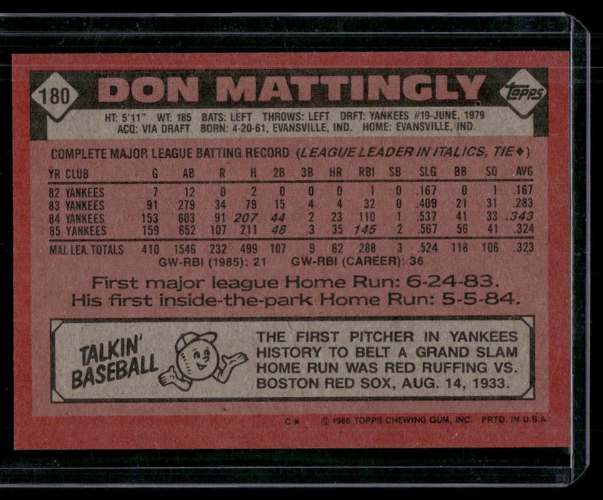 1986 Topps #180 Don Mattingly