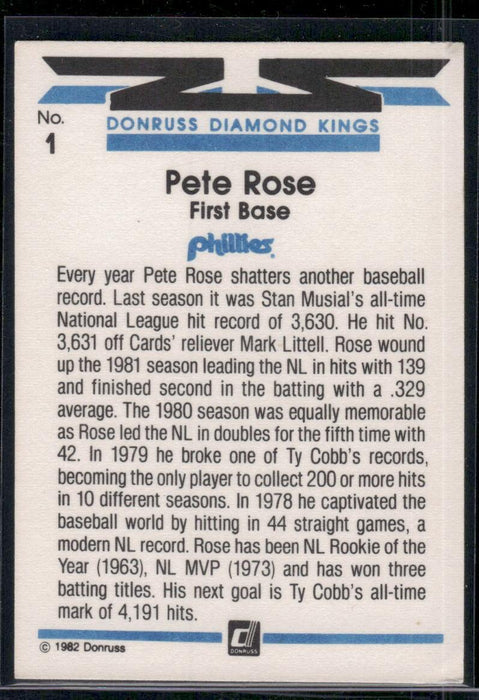 1982 Donruss #1 Pete Rose