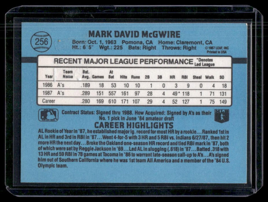 1988 Donruss #256c Mark McGwire