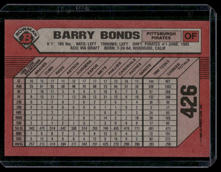 1989 Bowman #426 Barry Bonds