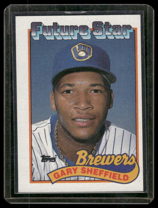 1989 Topps #343a Gary Sheffield Larger gap between hat and Future Stars header